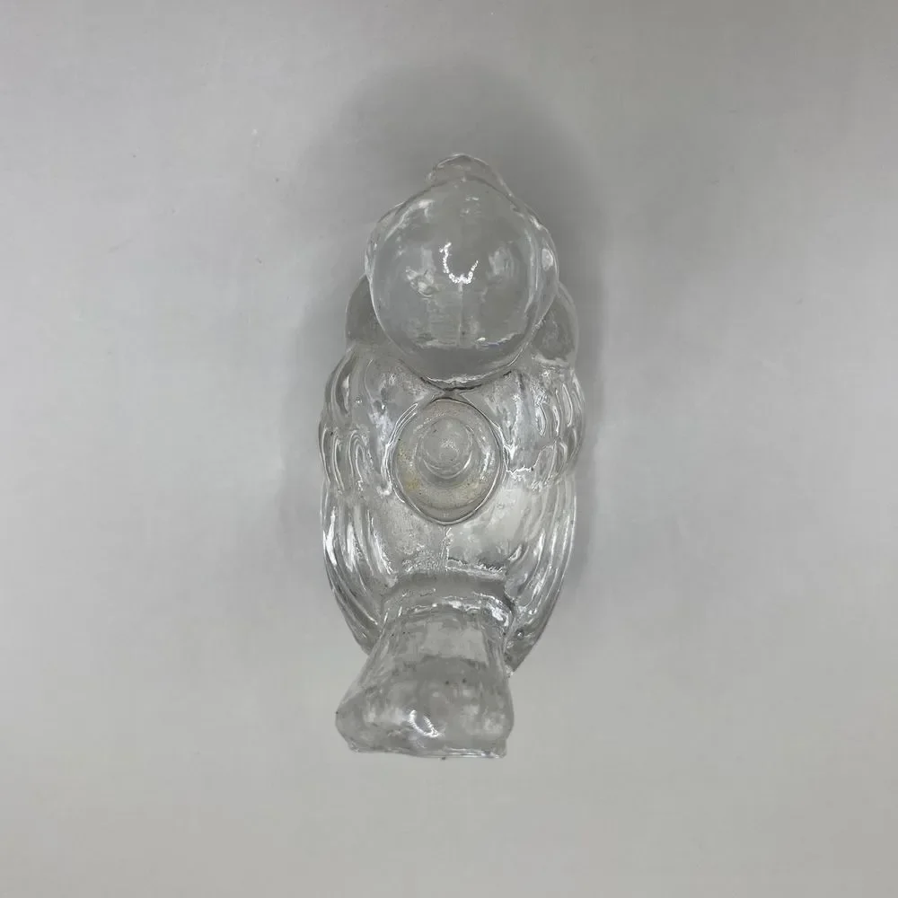 Vintage Clear Glass Bird Figurine Biederman Candle Holder Chickadee 2